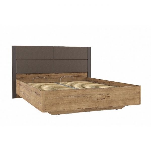 Кровать Livorno НМ 040.52 Х, 1600х2000, к/з Канзас 4, 10 26 Софт Графит, Дуб Бунратти