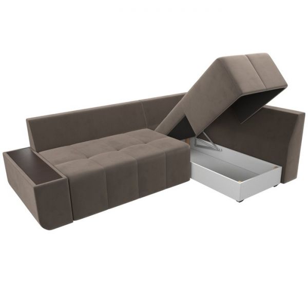 Угловой диван «Амадэус», правый угол, велюр, цвет бежевый