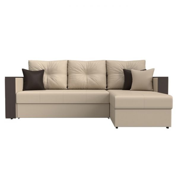 Угловой диван «Валенсия», механизм дельфин, экокожа, цвет бежевый