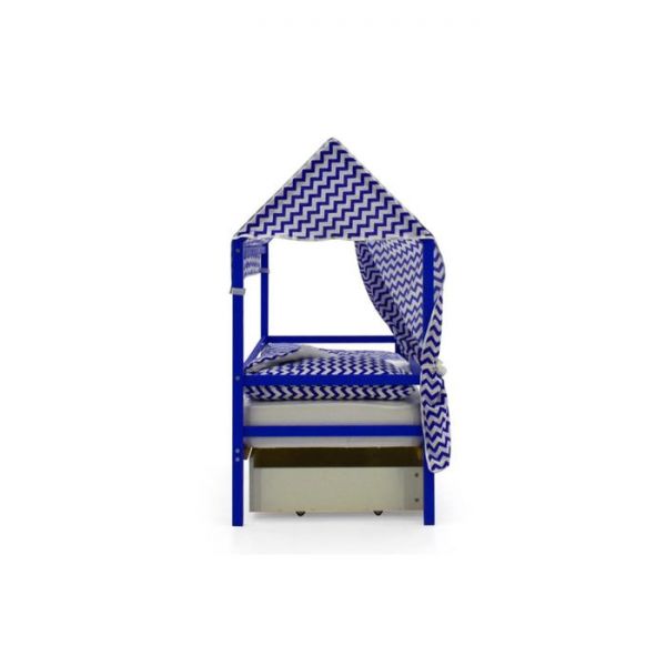 Крыша текстильная Бельмарко для кровати-домика Svogen зигзаги синие