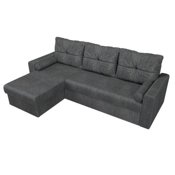 Угловой диван «Верона», механизм дельфин, рогожка, правый угол, цвет серый