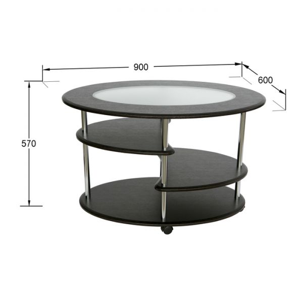 Стол журнальный «Эллипс», со стеклом сжс-01, 900 ? 600 ? 570 мм, цвет дуб белёный