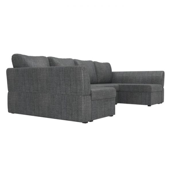 П-образный диван «Гесен», механизм дельфин, рогожка, цвет серый