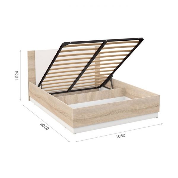 Кровать «Аврора» с ПМ, 1600х2000, цвет сонома / белый