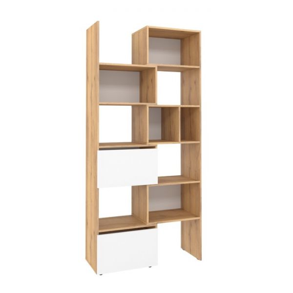 Стеллаж-трансформер «Лойс 95», 560(989) ? 400 ? 2113 мм, цвет дуб золотистый / белый