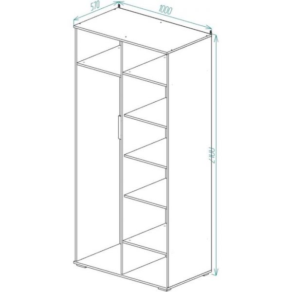 Шкаф ЛАЙТ, 2100х1000х570 Белый/корпус Дуб Сонома