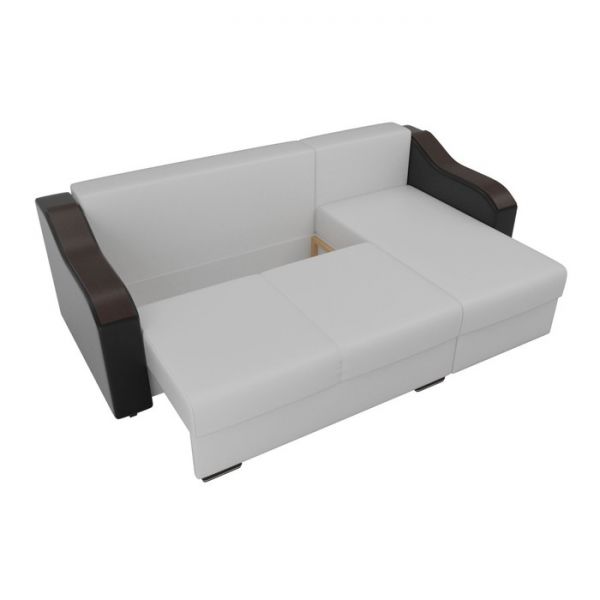 Угловой диван «Монако», механизм еврокнижка, экокожа, цвет бежевый / коричневый