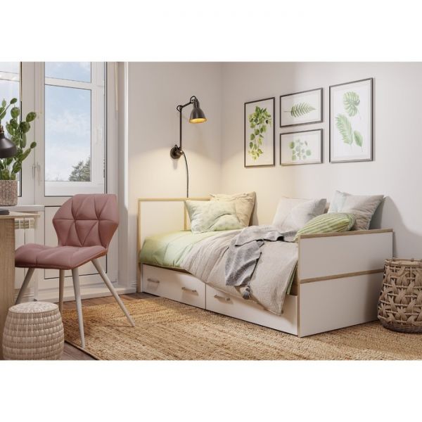 Кровать Сакура LIGHT 2000х900 дуб сонома/белый