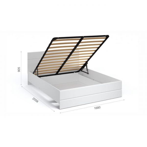 Кровать «Йорк», 1600 ? 2000 мм, подъёмный механизм, цвет белый / белый глянец