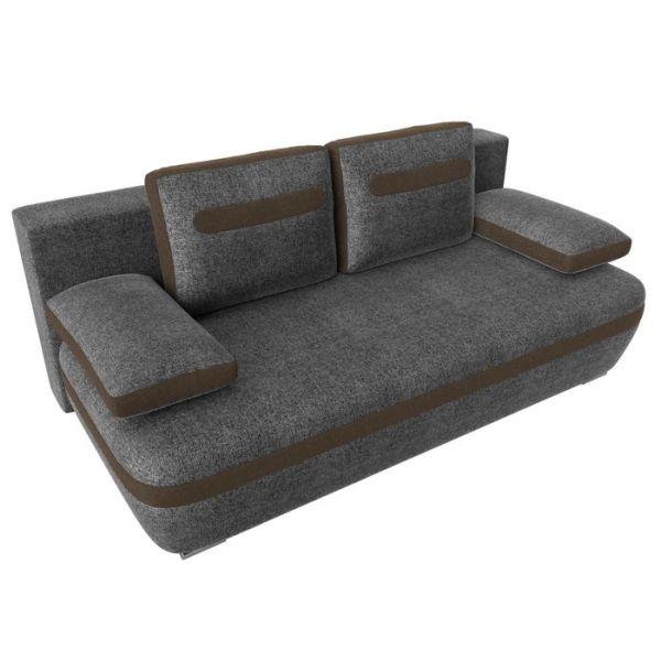 Прямой диван «Каир», механизм еврокнижка, рогожка, цвет серый / коричневый