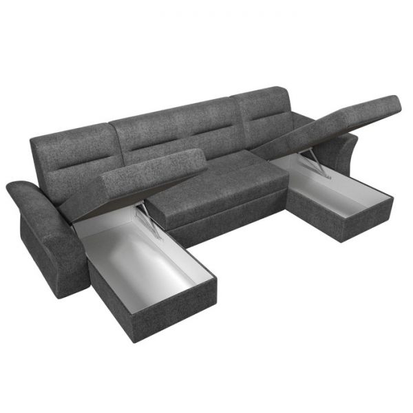 П-образный диван «Клайд», механизм дельфин, рогожка, цвет бежевый