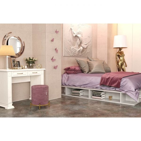 Банкетка Sheffilton SHT-B6 360х360х450 микровелюр пыльная роза/металл золото