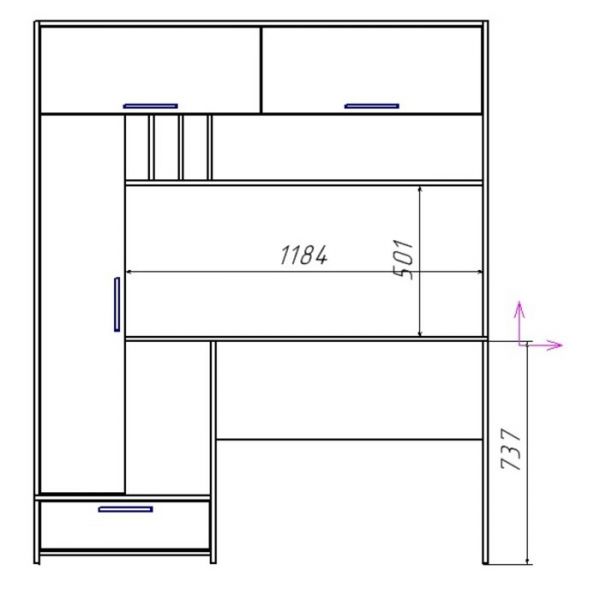 Стол письменный Лайт, 1500х570х1800, Дуб крафт золотой/Белый премиум