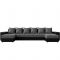 П-образный диван «Дубай», механизм еврокнижка, цвет серая рогожка / чёрная экокожа
