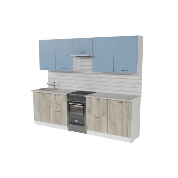 Кухонный гарнитур Лидия мега 2500х600 Белый/Сосна/Капри, Бетон темный