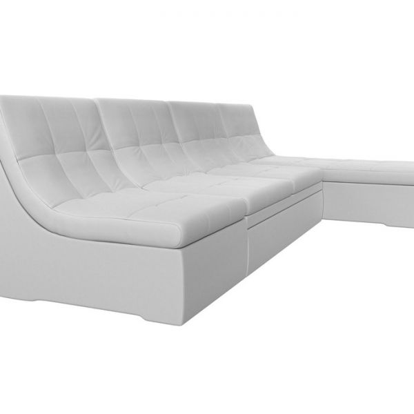 Угловой модульный диван «Холидей», механизм дельфин, экокожа, цвет белый