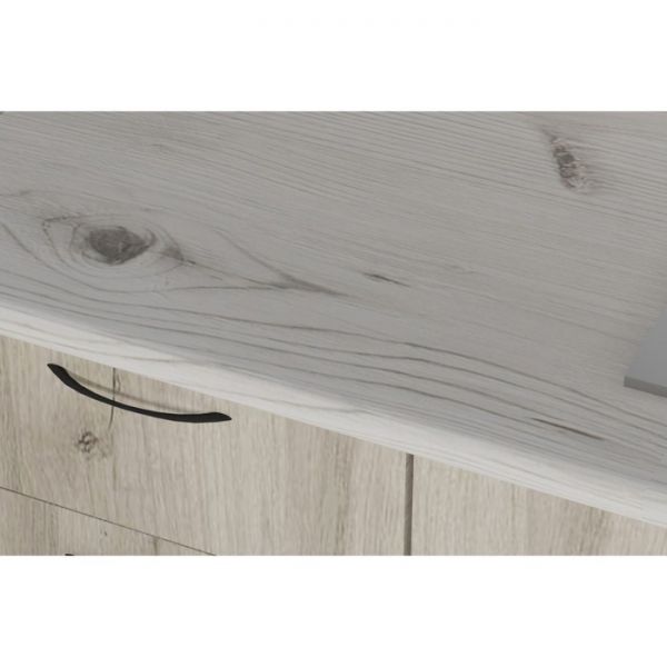 Кухонный угловой гарнитур Лидия мега прайм 2700х1500 Белый/Сосна/Капри, Бетон темный