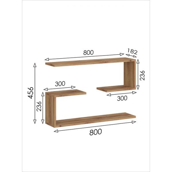 Полка навесная «Сеул 7», 800 ? 182 ? 456 мм, цвет дуб кельтик