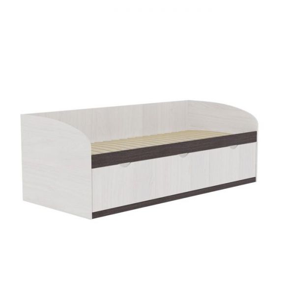Кровать №8 с 3-мя ящиками, 800 ? 1900 мм, ЛДСП, ясень анкор светлый / ясень анкор тёмный