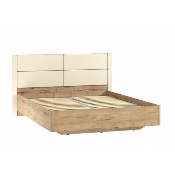 Кровать Livorno НМ 040.52 Х, 1600х2000, к/з Бум милк, 10 25 Софт Панакота, Дуб Бунратти