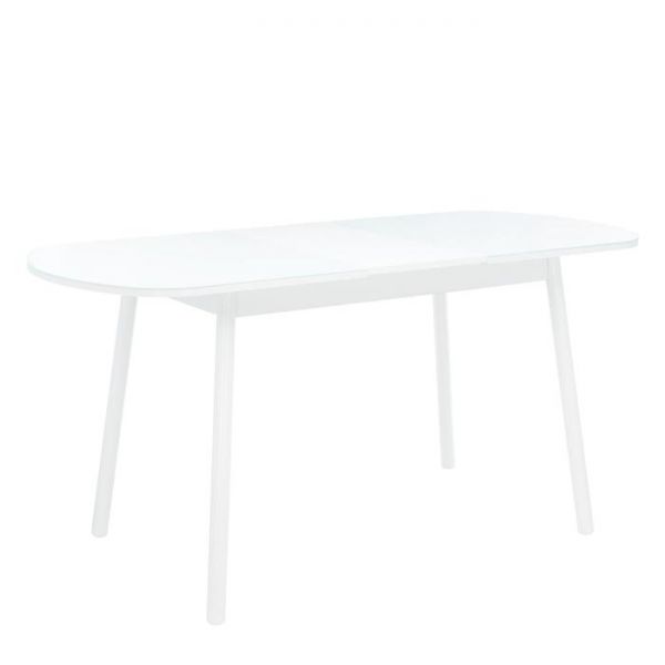 Стол раздвижной Leset Мидел, металл белый, стекло белое 1200/1520х700х740