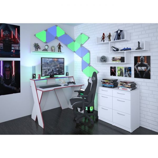 Стол компьютерный «Геймер 2», 1150 ? 750 ? 928 мм, цвет белый / красный