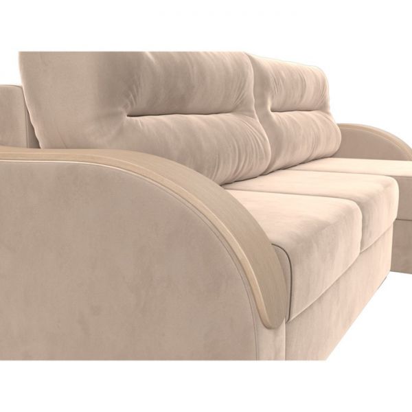 Угловой диван «Дарси», механизм еврокнижка, велюр, цвет бежевый