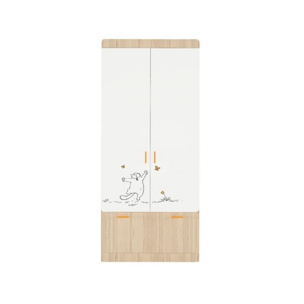 Шкаф двухстворчатый «Кот 2», цвет туя светлая / белый