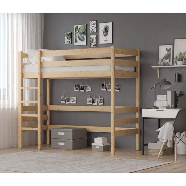 Кровать-чердак «К1», 70 ? 190 см, массив сосны, без покрытия