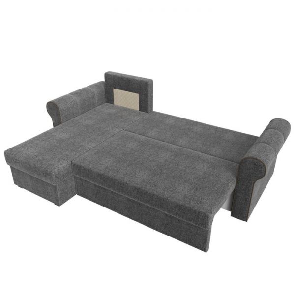 Угловой диван «Рейн», механизм еврокнижка, угол правый, рогожка, цвет серый / кант бежевый