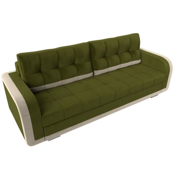 Диван прямой «Марсель», механизм еврокнижка, микровельвет, цвет бежевый / зелёный