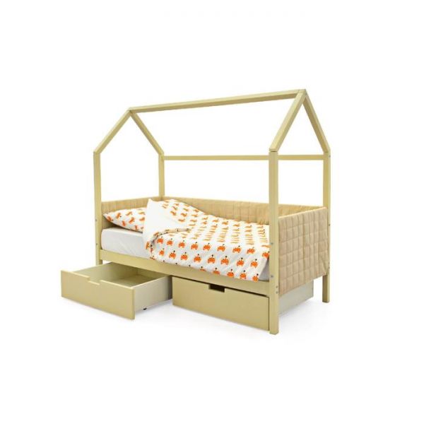 Детская кровать-домик мягкий Бельмарко  Svogen бежевый