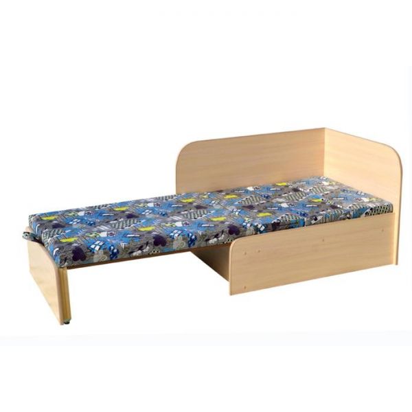 Тахта детская "Вырастайка" угол Правый Филин деним/ЛДСП молочный дуб