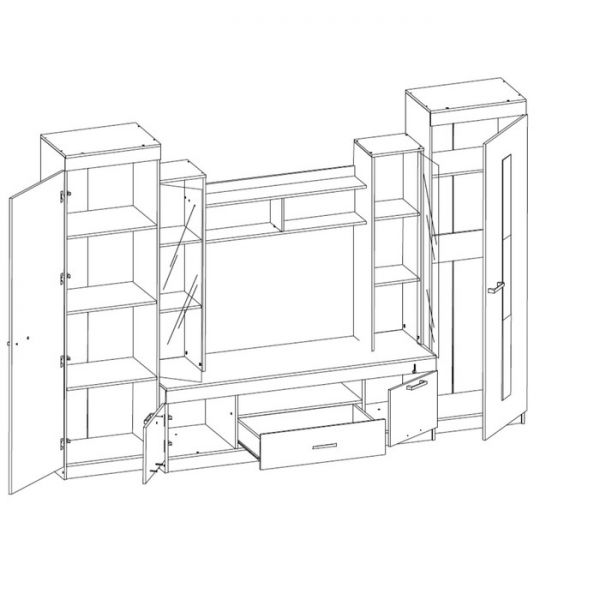 Стенка Рио-25 2900х510х2020 Ясень Шимо светлый /Ясень шимо темный