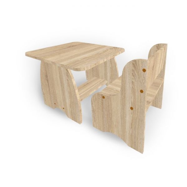 Набор детской мебели, стол и стул, цвет белый / кромка лайм