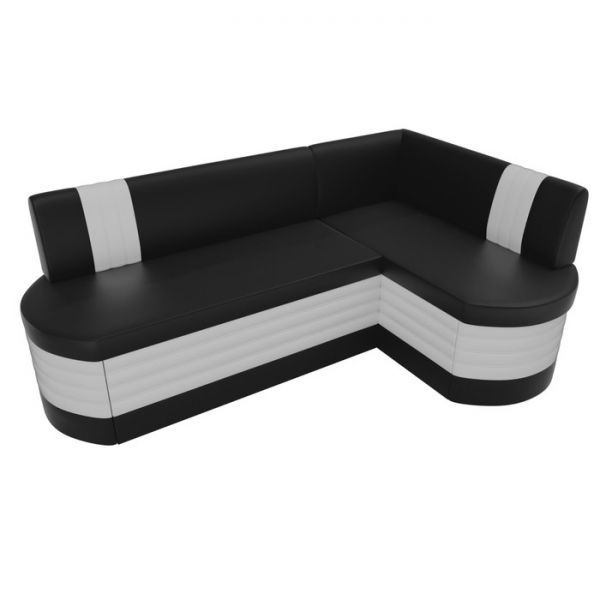 Кухонный угловой диван «Токио», механизм дельфин, экокожа, цвет чёрный / белый