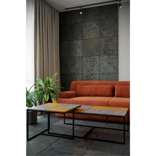 Стол журнальный «Фьюжн квадро», 600 ? 600 ? 455 мм, цвет дуб американский / серый бетон