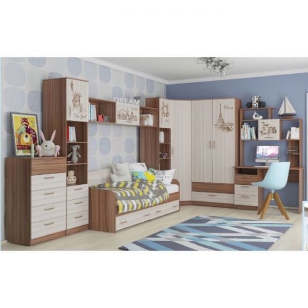 Полка для книг "Вояж", 2052х250х350 мм, ясень тёмный, ясень светлый