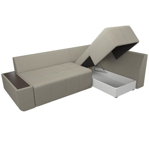 Угловой диван «Амадэус», правый угол, рогожка, цвет бежевый