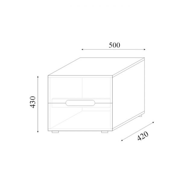 Тумба прикроватная с ящиками Хлоя, 500х430х420, Белый глянец МДФ/ Белый ЛДСП