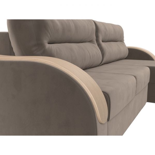 Угловой диван «Дарси», механизм еврокнижка, велюр, цвет бежевый