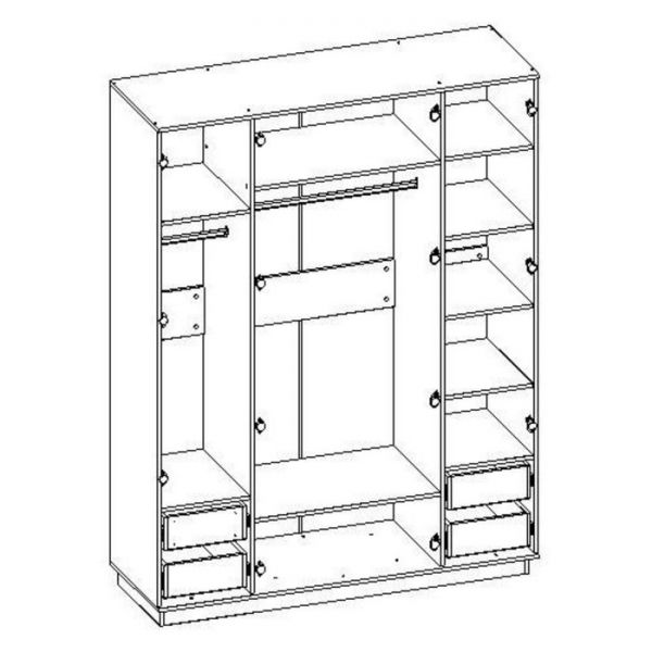 Шкаф Милос 4 2136х1600х546 Ясень Анкор светлый /Мокко