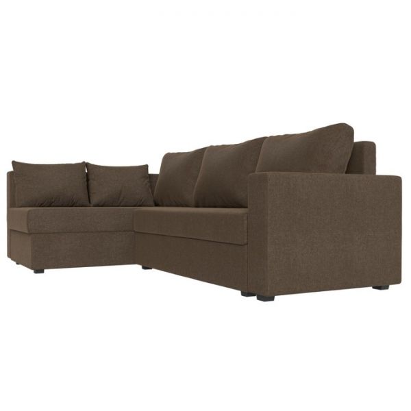 Угловой диван «Мансберг», механизм еврокнижка, угол левый, рогожка, цвет коричневый