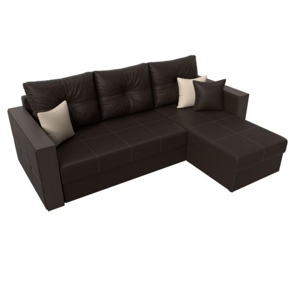 Угловой диван «Валенсия», механизм дельфин, экокожа, цвет бежевый