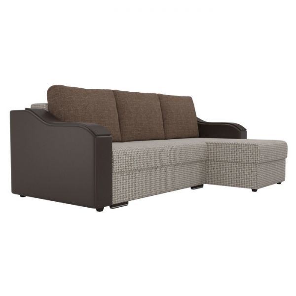 Угловой диван «Монако», механизм еврокнижка, рогожка, цвет бежевый / коричневый