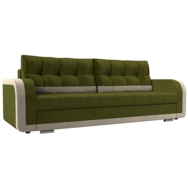 Диван прямой «Марсель», механизм еврокнижка, микровельвет, цвет бежевый / зелёный
