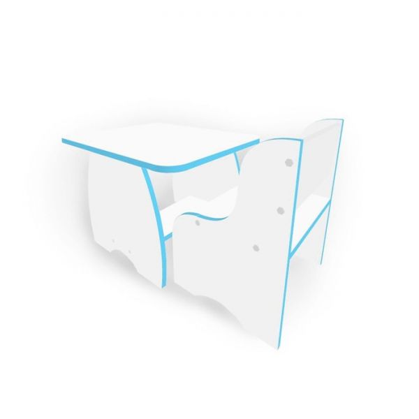 Набор детской мебели, стол и стул, цвет белый / кромка лайм