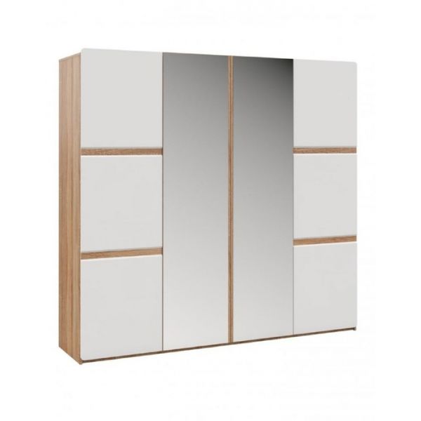 Шкаф 4-х дверный «Дакота», 2280 ? 560 ? 2173 мм, цвет дуб сонома / белый глянец
