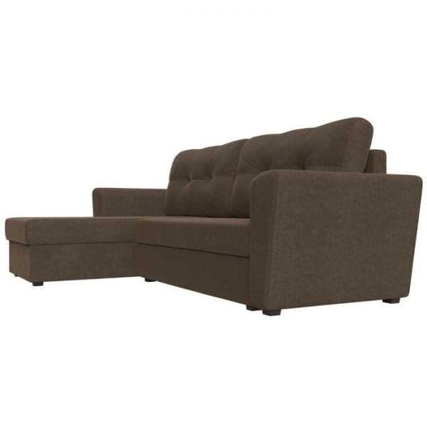 Угловой диван «Амстердам лайт», еврокнижка, правый угол, рогожка, цвет коричневый
