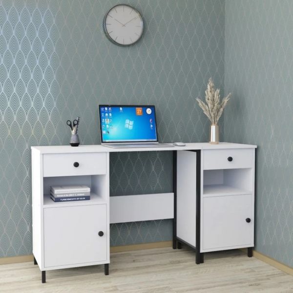 Письменный стол ЮНКЕР 1000х420х750 белый/черный